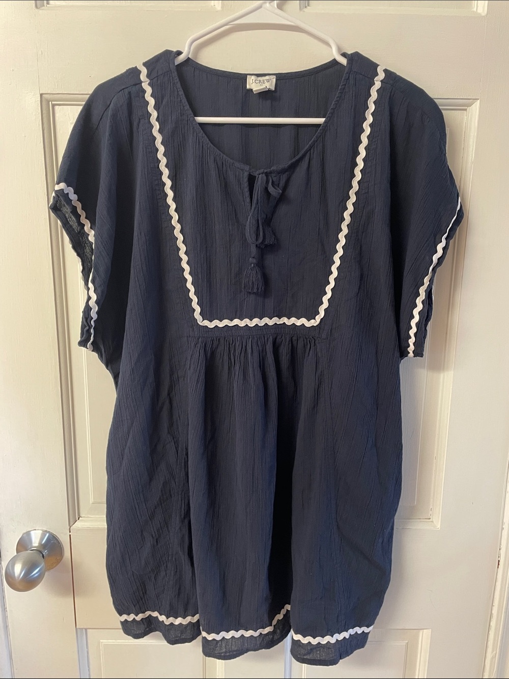 J. Crew factory Rickrack tunic length light summer blouse women’s size large